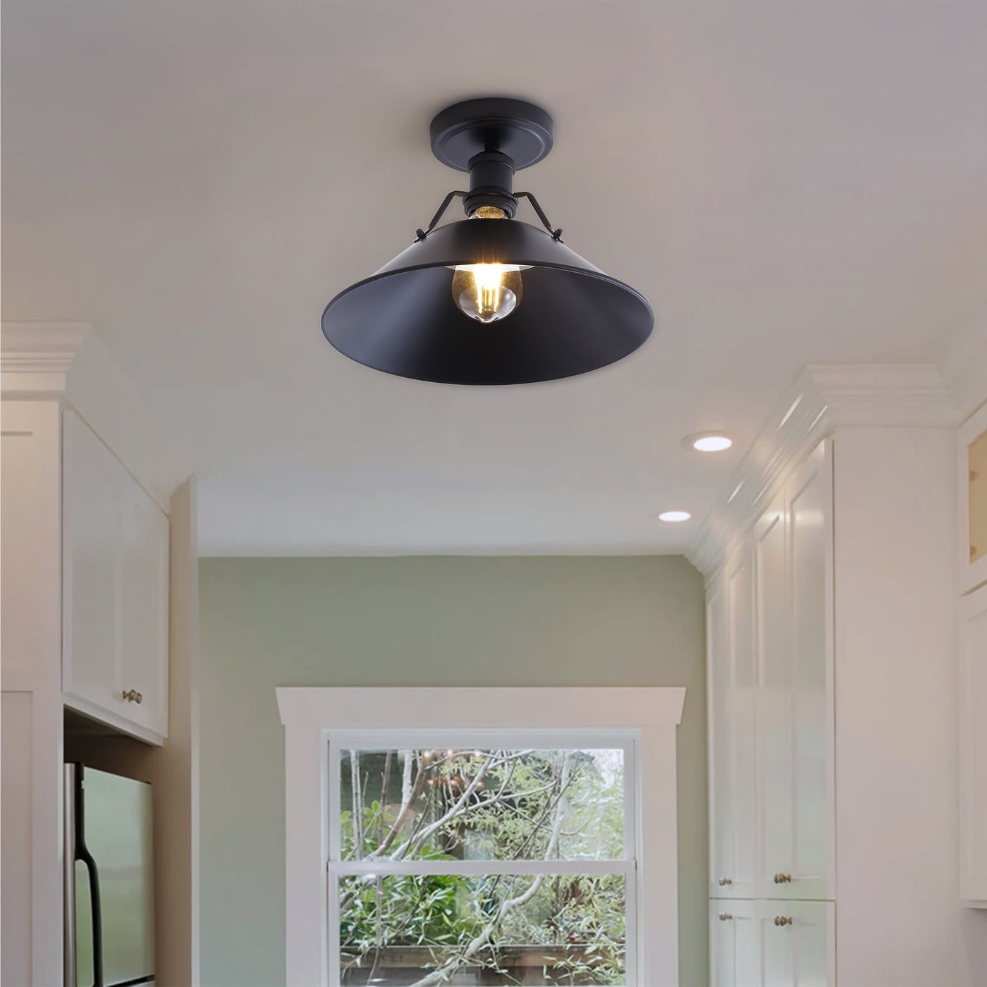 Aiwen Retro Metal Shade Flush Mount Ceiling Lamp E26 Base Light Fixture