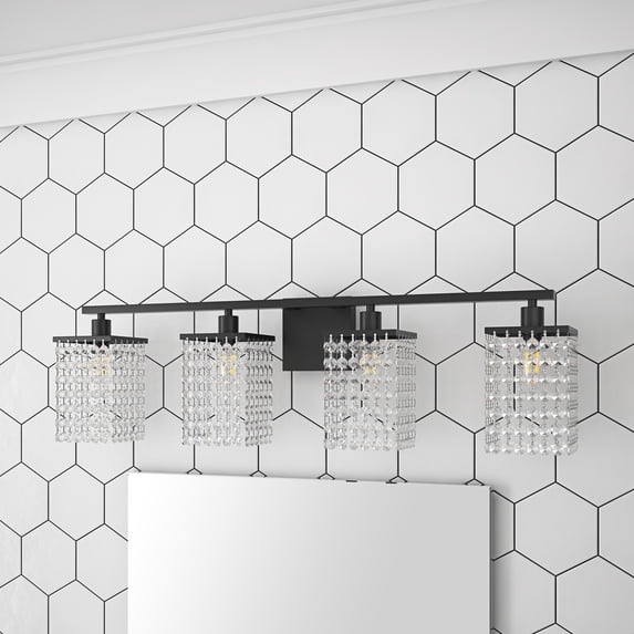 Aiwen Stylish 4-Light Dimmable Vanity Light Crystal Glass Shade Wall Sconce