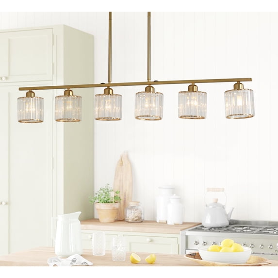 Aiwen Stylish 6 Lights Crystal Cylinder Pendant Light Modern Home Ambient Ceiling Lamp