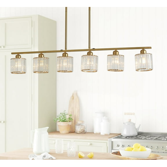 Aiwen Stylish 6 Lights Crystal Cylinder Pendant Light Modern Home Ambient Ceiling Lamp