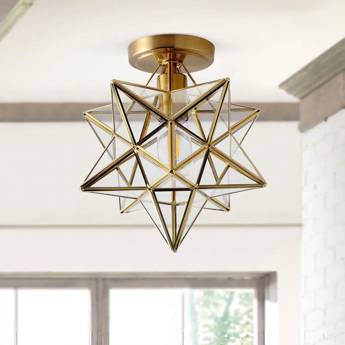 Aiwen Stylish Geometric Novelty Semi Flush Mount Ceiling Lamp Modern Star-Like Light Fixture