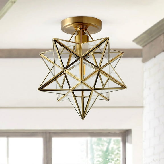 Aiwen Stylish Geometric Novelty Semi Flush Mount Ceiling Lamp Modern Star-Like Light Fixture