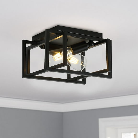 Aiwen Stylish Novelty Square Caged Flush Mount Ceiling Lamp