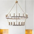 thumbnail image 1 of Aiwen Unique 2 Tiers Gold Polish Decorative Oversize Wagon Wheel Shape Chandelier Rustic Ceiling Light Fixture, 1 of 8