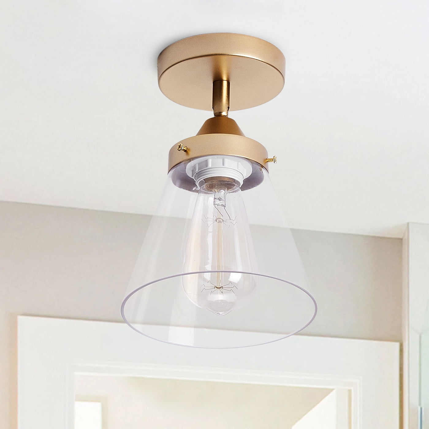 Aiwen Unique Adjustable Light Direction Glass Shade Semi Flush Mount Ceiling Lamp