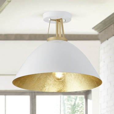 Aiwen White Cone Shape Semi Flush Mount Ceiling Lamp Modern Creative Light Fixture