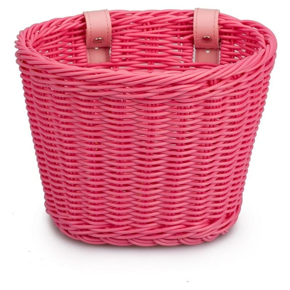 Aixig Bicycle Front Basket Handwoven Kid Adult Bike Handlebar Carrier Bag (Pink)