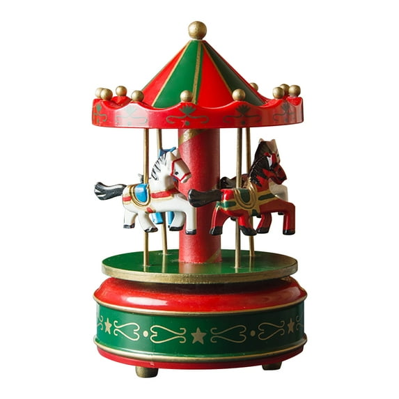 Aixig Christmas Musical Carousel Carousel Horse Home Decoration 6.3inch (Green)