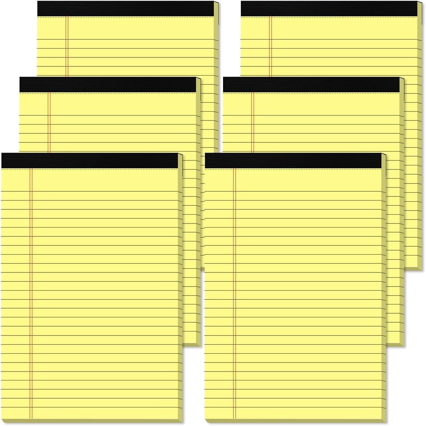 Aixiny 6 Pack College Ruled Notepads5" x 8", Yellow, 50 Sheets