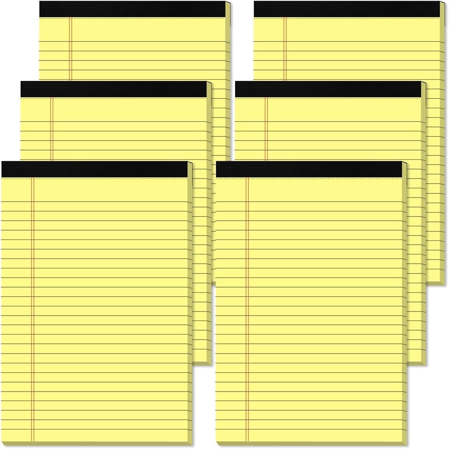 Aixiny College Ruled Notepads, 5" x 8", Yellow, 50 Sheets, 6 Pack