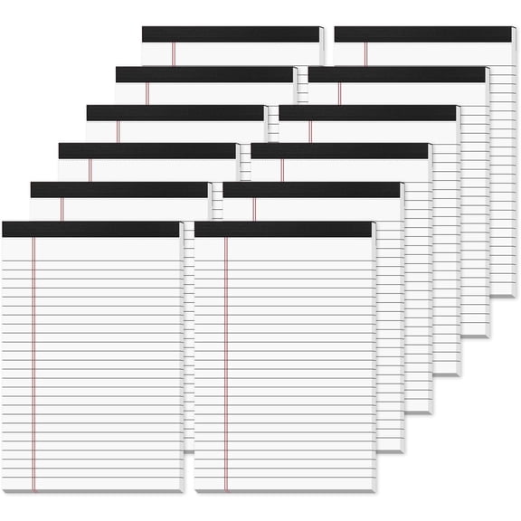 Aixiny College Ruled Note Pads 5" x 8", 50 Sheets per Notebooks, 12 Pack