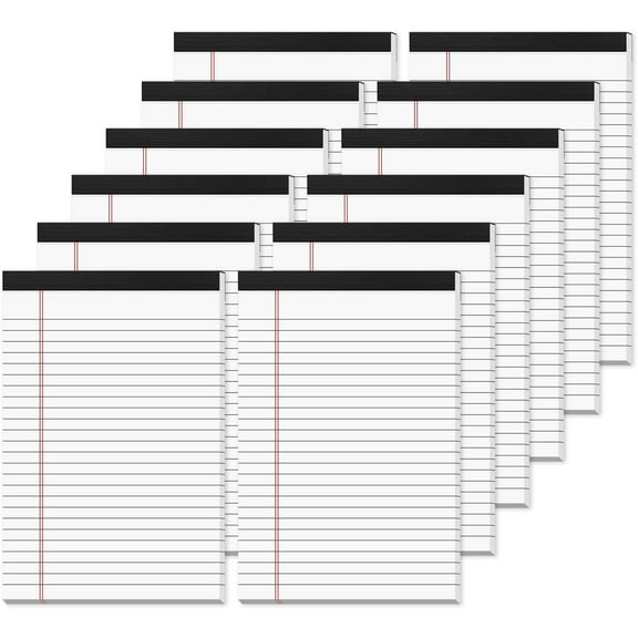 Aixiny College Ruled Note Pads 5" x 8", 50 Sheets per Notebooks, 12 Pack