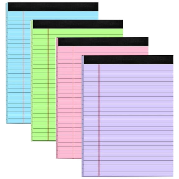 Aixiny Legal Pads 8.5x11 Wide Ruled Perforated Sheets 4-Pack Multicolor