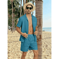 thumbnail image 1 of Aiyino Men's 2 Pieces Shirt Set Short Sleeve Button Down Casual Hippie Holiday Beach T-Shirts Shorts Outfits, 1 of 7