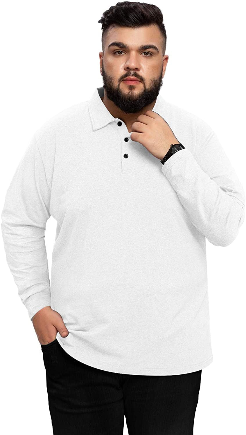 Aiyino Men's Big and Tall Classic Fit Long Sleeve Solid Soft Cotton