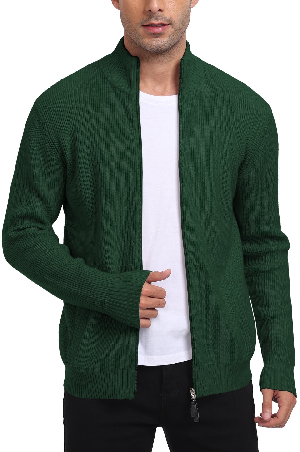 Men's new fashion stand-up collar cardigan sweater zipper style sweater