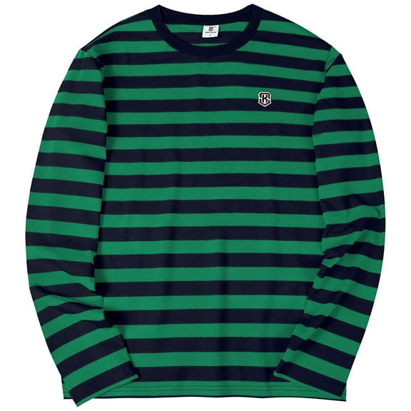 Aiyino Men's Casual Cotton Spandex Striped Crewneck Long-Sleeve T-Shirt Basic Pullover Stripe tee Shirt