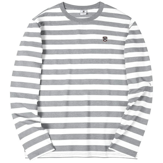 Aiyino Men's Casual Cotton Spandex Striped Crewneck Long-Sleeve T-Shirt Basic Pullover Stripe tee Shirt