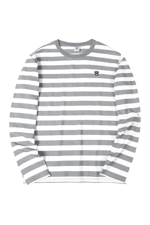 Men's Casual Cotton Spandex Striped Crewneck Long-Sleeve T-Shirt Basic Pullover Stripe tee Shirt