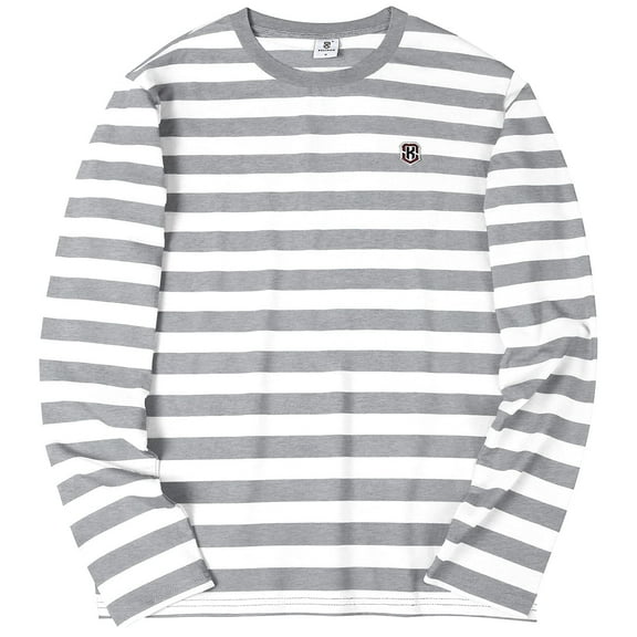 Aiyino Men's Casual Cotton Spandex Striped Crewneck Long-Sleeve T-Shirt Basic Pullover Stripe tee Shirt