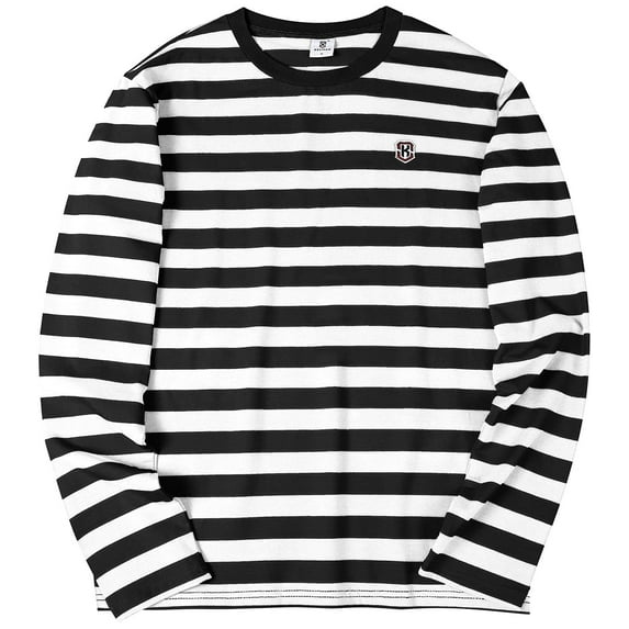 Aiyino Men's Casual Cotton Spandex Striped Crewneck Long-Sleeve T-Shirt Basic Pullover Stripe tee Shirt