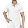 thumbnail image 1 of Aiyino Men's Casual Linen Button Down Shirt Short Sleeve Beach Shirt，White, 1 of 7