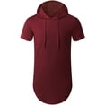 thumbnail image 1 of Aiyino Men's Hipster Hip Hop Longline Pullover Hoodies Shirts, 1 of 6