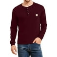 thumbnail image 1 of Aiyino Men's Loose Fit Heavyweight Long Sleeve Pocket Henley T-Shirt, 1 of 6