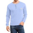 thumbnail image 1 of Aiyino Men's Loose Fit Heavyweight Long Sleeve Pocket Henley T-Shirt, 1 of 6