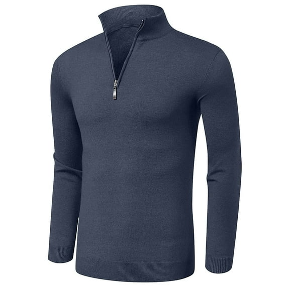 Aiyino Men's Quarter Zip Up Long Sleeve Sweaters Slim Fit Lightweight Mock Neck Pullover Casual Polo Sweater S-2XL