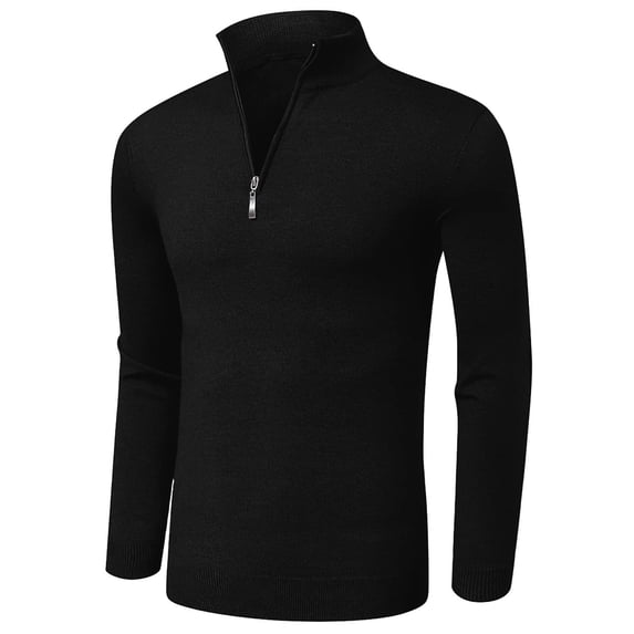 Aiyino Men's Quarter Zip Up Long Sleeve Sweaters Slim Fit Lightweight Mock Neck Pullover Casual Polo Sweater S-2XL
