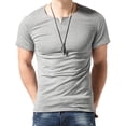 thumbnail image 1 of Aiyino Men's Short Sleeve Casual Fit Single Button Placket Plain Henley Top T Shirts,Gray, 1 of 6