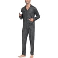thumbnail image 1 of Aiyino Men's Silk Satin Pajama Set Striped Long Sleeve Button Down Classic Sleepwear Loungewear with Front Pocket, 1 of 8