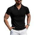 thumbnail image 1 of Aiyino Men's Muscle Stretch V Neck Polo Shirts Slim Fit Short Long Sleeve Golf T-Shirts Ribbed Knit Soft Tees Workout Tee Casual Polos, 1 of 7