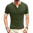 thumbnail image 1 of Aiyino Mens Classic Henley Style Seven Button Henley Closure, Men's Henley Short Sleeve Cotton Casual Shirt Summer Daily T-Shirts Fashion Basic, 1 of 7