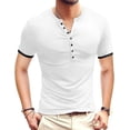 thumbnail image 1 of Aiyino Mens Classic Henley Style Seven Button Henley Closure, Men's Henley Short Sleeve Cotton Casual Shirt Summer Daily T-Shirts Fashion Basic, 1 of 7