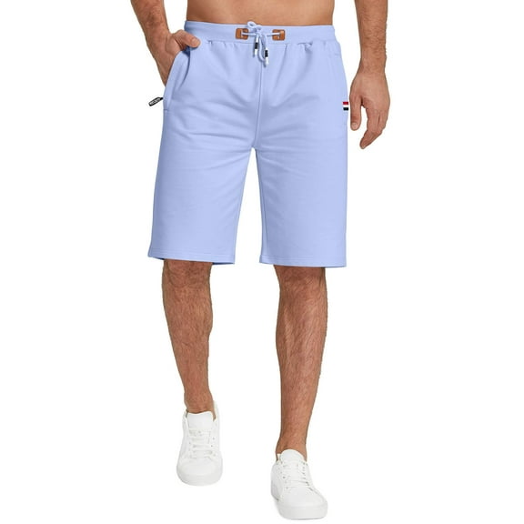 Aiyino Mens Shorts Plus Size Casual Drawstring Zipper Pockets Elastic Waist Big and Tall Beach Shorts,Blue 4XL