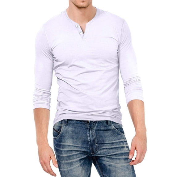 Aiyino Mens Henley Shirts Slim Fit Long Sleeve Beefy Fashion Casual Top Shirts of Cotton Shirts