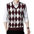 thumbnail image 1 of Aiyino Mens Sweater Vests Sleeveless V-Neck Knit Pullover Vest Casual Argyle Pullover Knitwear Vests Tank Top Sweater Vest with Ribbed Edge, 1 of 7