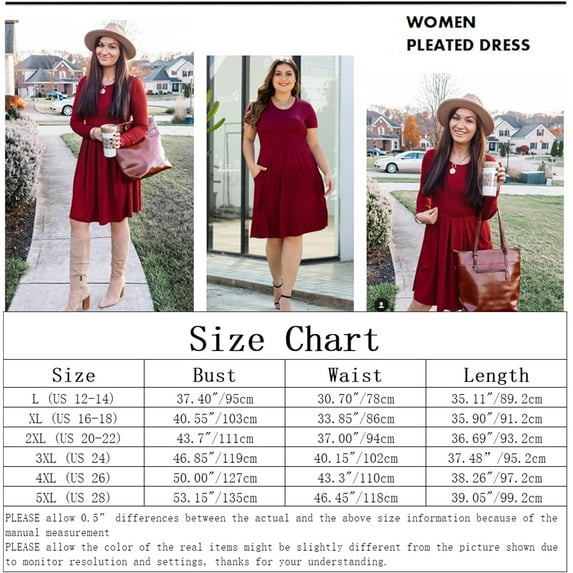Aiyino Plus Size Dresses for Curvy Women Short Sleeve Casual Pleated Swing Dresses with Pockets