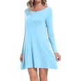 thumbnail image 1 of Aiyino Women Casual Swing Dresses Beach Cover up Loose Long Sleeve Midi Dress with Pocket, 1 of 7
