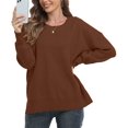 thumbnail image 1 of Aiyino Women Crewneck Batwing Sleeve Oversized Side Slit Ribbed Knit Pullover Sweater Top, 1 of 5