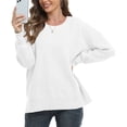 thumbnail image 1 of Aiyino Women Crewneck Batwing Sleeve Oversized Side Slit Ribbed Knit Pullover Sweater Top, 1 of 5