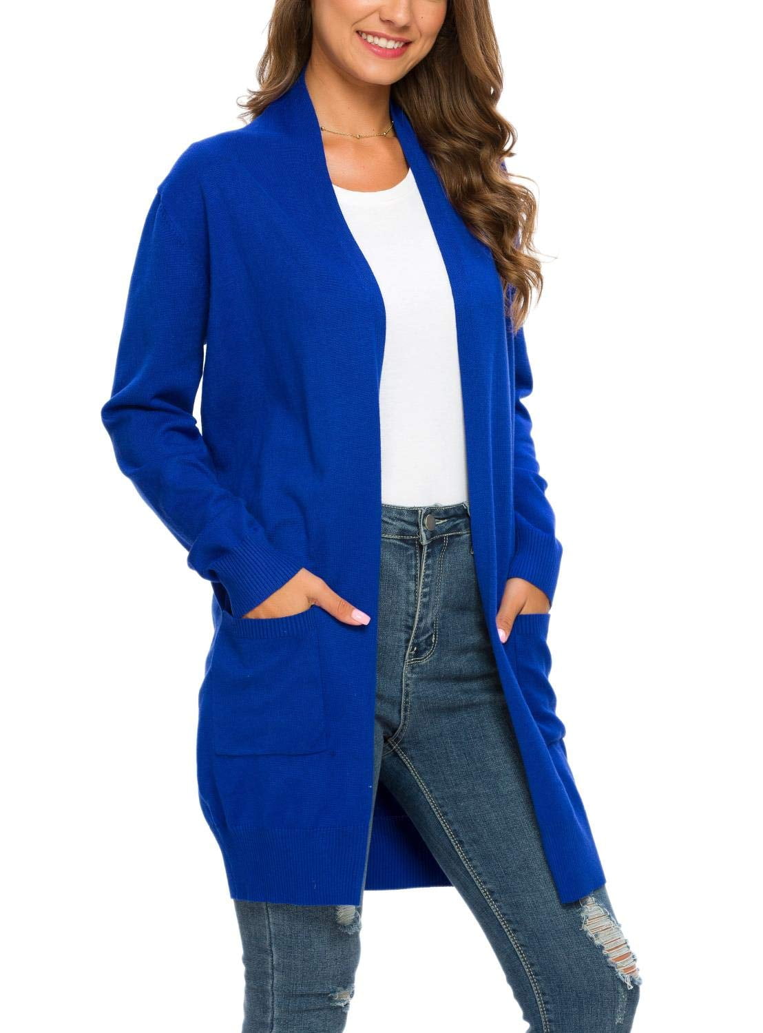 Aiyino Women Essential Open Front Long Knit Cardigan Sweater with