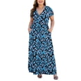 thumbnail image 1 of Aiyino Women Plus Size V Neck Long Sleeve Casual Evening Dress, Comfortable Elegant Party Maxi Dress，Flowers Bloom 3XL, 1 of 7