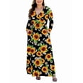 thumbnail image 1 of Aiyino Women Plus Size V Neck Long Sleeve Casual Evening Dress, Comfortable Elegant Party Maxi Dress, 1 of 7