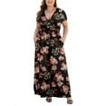 thumbnail image 1 of Aiyino Women Plus Size V Neck Short Sleeve Casual Evening Dress, Elegant Party Knit Maxi Dress, 1 of 6