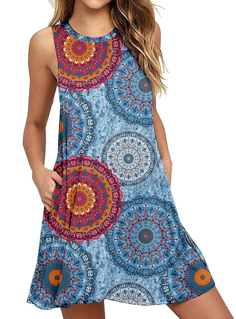 Aiyino Women Summer Casual Swing TShirt Dresses Beach Cover up Loose Dress