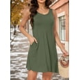 thumbnail image 1 of Aiyino Women's Summer Casual Dresses Clearance Solid Color Loose Sundress With Pockets,Army Green S, 1 of 8