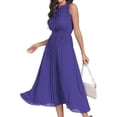 thumbnail image 1 of Aiyino Women's Bohemian Sleeveless Maxi Long Dress Summer Casual Round Neck Ruffle Hem Elastic High Waist A Line Solid Color Dresses for Multiple Scenes Daily, Party, Bar, Tourism, Seaside, 1 of 8